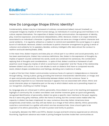 Language’s Influence on Ethnic Identity Formation