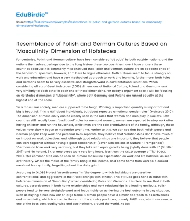 Polish and German Cultures: Masculinity Dimension Comparison