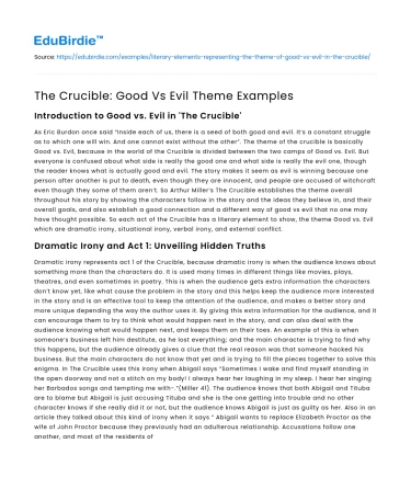 The Crucible: Good Vs Evil Theme Examples