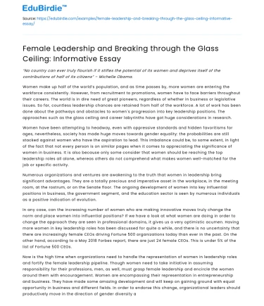 Importance of Female Leadership: Breaking the Glass Ceiling