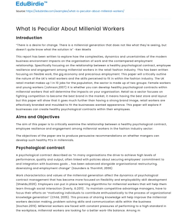 What Is Peculiar About Millenial Workers