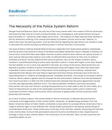 The Necessity of the Police System Reform
