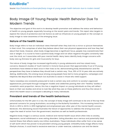 Body Image Of Young People: Health Behavior Due To Modern Trends
