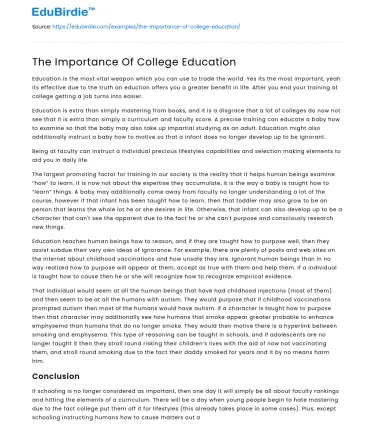 The Importance Of College Education