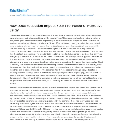 How Does Education Impact Your Life: Personal Narrative Essay