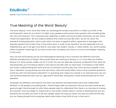 True Meaning of the Word ‘Beauty’