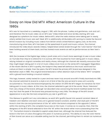 MTV’s Transformative Influence on 1980s American Culture