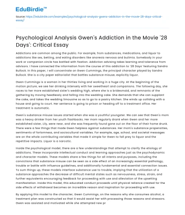 Psychological Analysis of Gwen’s Addiction in ’28 Days’