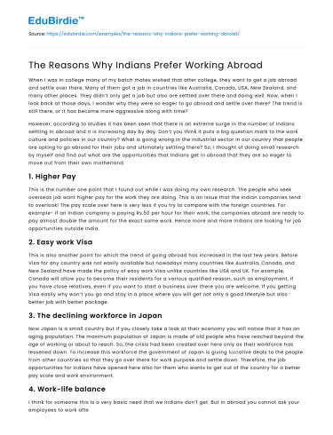 The Reasons Why Indians Prefer Working Abroad