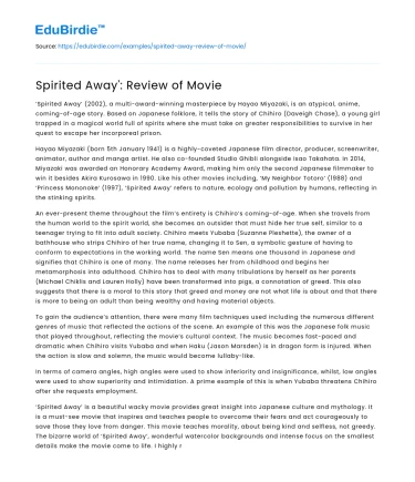 Spirited Away’: Review of Movie