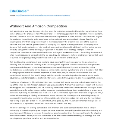 Walmart And Amazon Competition