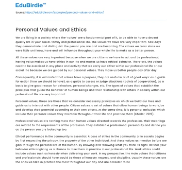 Personal Values and Ethics