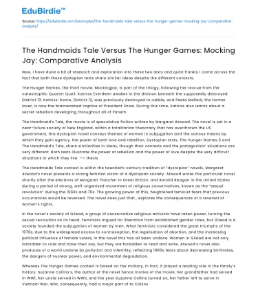 Handmaids Tale vs Hunger Games: Comparative Analysis