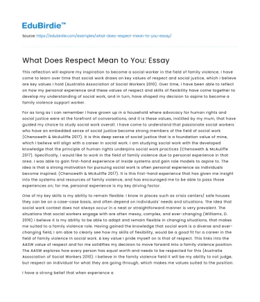 What Does Respect Mean to You: Essay