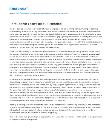 Persuasive Essay about Exercise