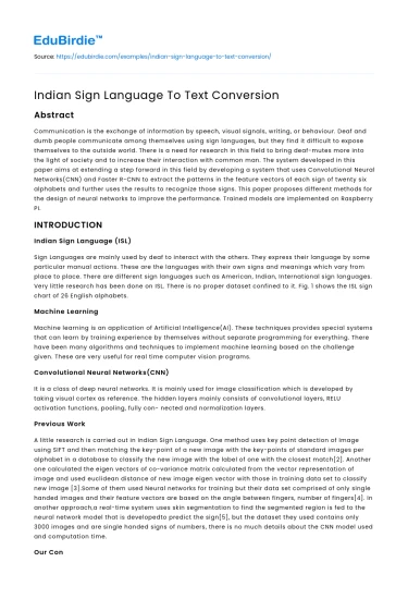Indian Sign Language To Text Conversion