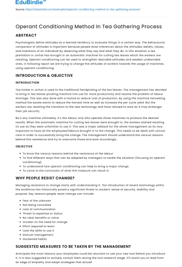 Operant Conditioning Method In Tea Gathering Process