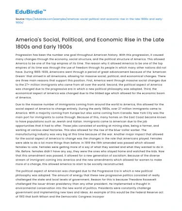 America’s Rise in Late 1800s and Early 1900s