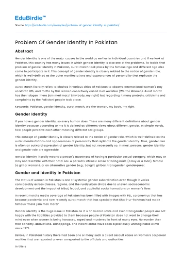 Gender Identity Challenges in Pakistan