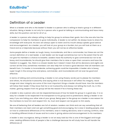 Definition of a Leader