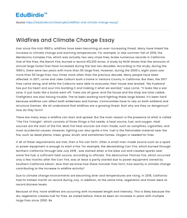 Wildfires and Climate Change Essay