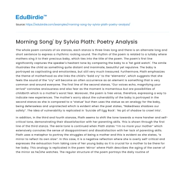 Morning Song’ by Sylvia Plath: Poetry Analysis