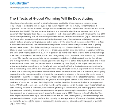 The Effects of Global Warming Will Be Devastating