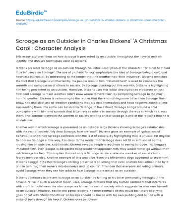 Scrooge as an Outsider in ‘A Christmas Carol’: Character Analysis