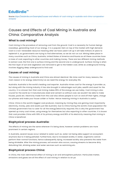 Coal Mining in Australia and China: Comparative Analysis