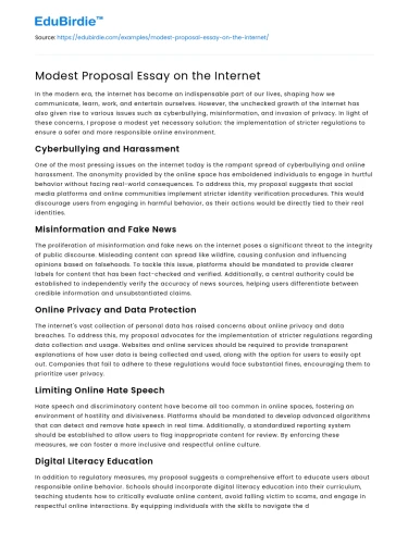 Modest Proposal Essay on the Internet