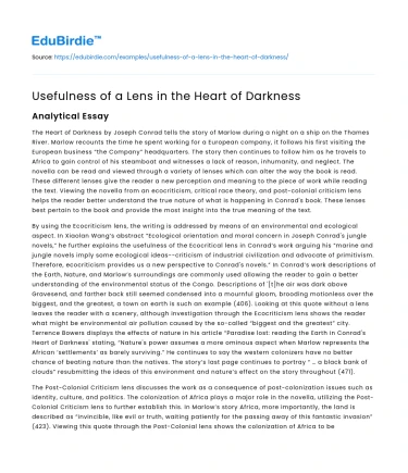 Usefulness of a Lens in the Heart of Darkness