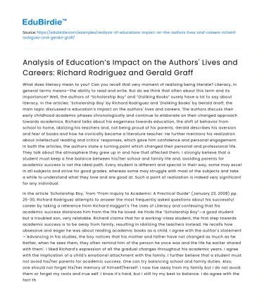 Education’s Impact on Authors: Rodriguez and Graff