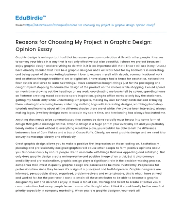 Reasons for Choosing My Project in Graphic Design: Opinion Essay