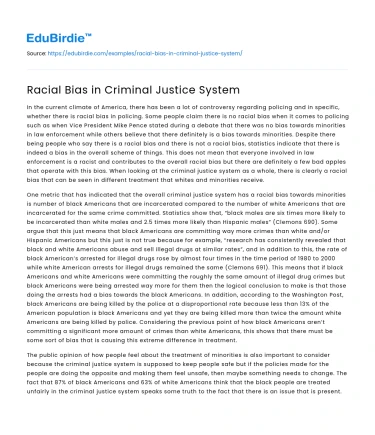Racial Bias in Criminal Justice System