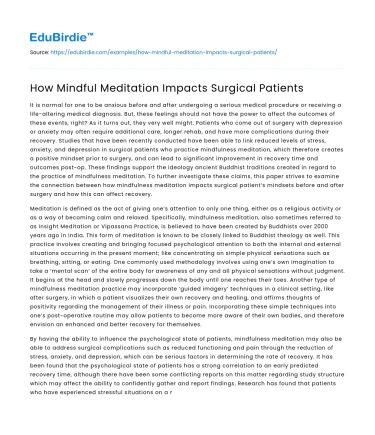 How Mindful Meditation Impacts Surgical Patients