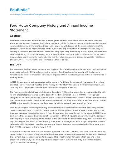 Financial Trajectory of Ford Motor Company
