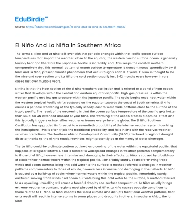El Niño And La Niña in Southern Africa