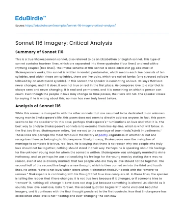 Sonnet 116 Imagery: Critical Analysis