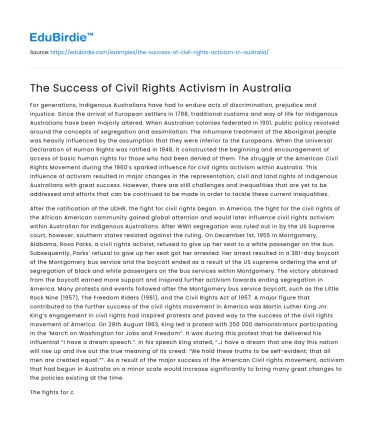 The Success of Civil Rights Activism in Australia