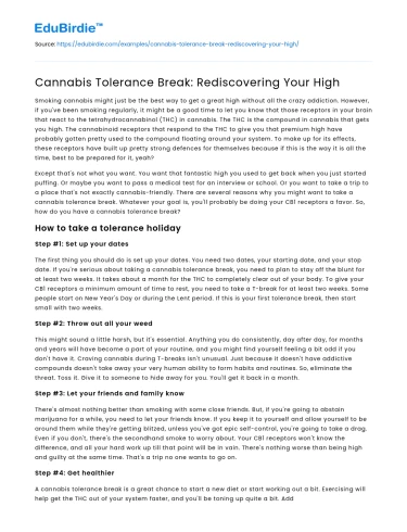 Cannabis Tolerance Break: Rediscovering Your High