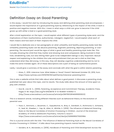 Definition Essay on Good Parenting