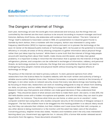 The Dangers of Internet of Things