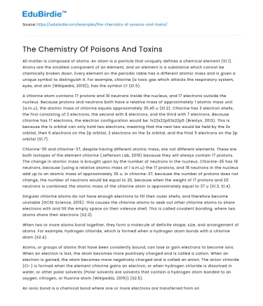 The Chemistry Of Poisons And Toxins