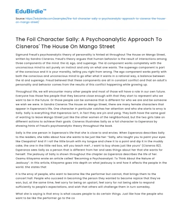 Psychoanalytic Analysis of Sally in Mango Street