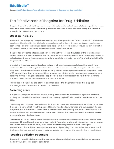 The Effectiveness of Ibogaine for Drug Addiction