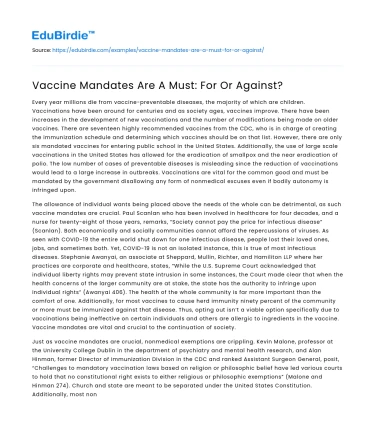 Vaccine Mandates Are A Must: For Or Against?
