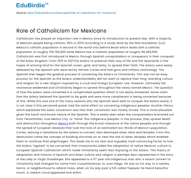 Role of Catholicism for Mexicans