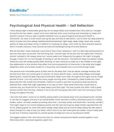 Psychological And Physical Health – Self Reflection