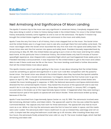 Neil Armstrong And Significance Of Moon Landing