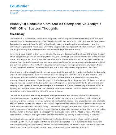 Comparative Analysis of Confucianism & Other Eastern Thoughts